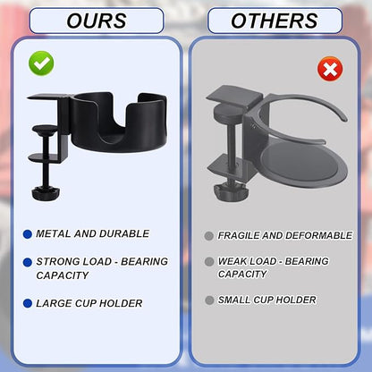 BOXOB Cup Holder for Chair Compatible with Adirondack, Adjustable Outdoor Drink Holder Attachment Sturdy & Durable Non-Spill & Non-Slip Cup Clamp for Outdoor Lawn Camp Lounge Chair Table