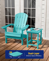 YEFU Outdoor Side Table for Patio: 16" HIPS Weather - Resistant Adirondack Tables Set of 2 - Small Square End Table for - Photo 4