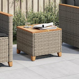 Modern Square Outdoor Garden Table, 17.7-Inch Small Patio Side Table, Synthetic Poly Rattan End Table for Balcony, Porch - Photo 1