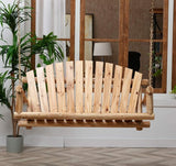 Outdoor Porch Swing Front Porch Hanging Wooden Bench Swing 2 Seat Chair for Garden, Patio, Backyard, Playground - Photo 2