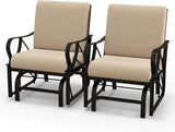 Tangkula Outdoor Patio Glider, Metal Framed Gliding Chair with Cushion - Photo 1