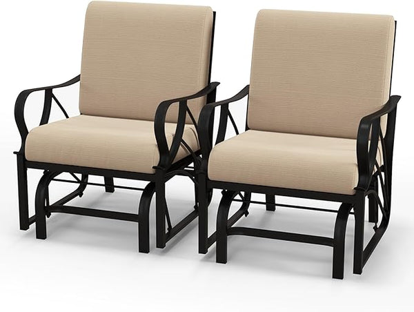 Tangkula Outdoor Patio Glider, Metal Framed Gliding Chair with Cushion - Photo 1