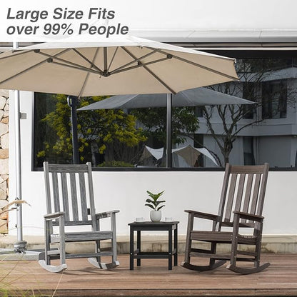 Rocking Chair Outdoor, HDPE Oversized Patio Rocking Chairs, Weather Resistant, 350lbs Heavy Duty Porch Rocker with High Back for Backyard, Fire Pit, Garden and Indoor (Grey)
