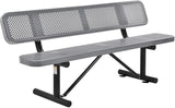 Global Industrial 6'L Heavy Duty Outdoor Steel Picnic Bench with Backrest, Perforated Metal, Portable Outdoor Bench - Photo 1