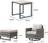 Wicker Outdoor Patio Furniture Set - 5 Piece Patio Conversation Set with 2 Swivel Rocker Chairs - Photo 2
