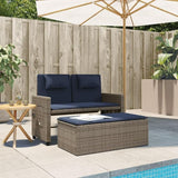 Reclining Patio Bench with Cushions Gray Poly Rattan Garden Bench Outdoor Bench Porch Bench Deck Bench for patios - Photo 2