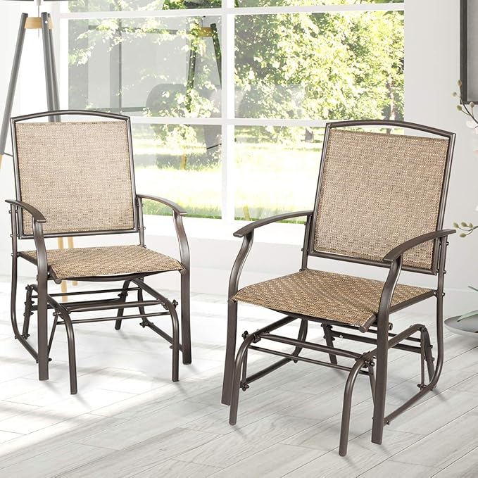 Giantex Outdoor Glider Chair W/Sturdy Metal Frame & Breathable Mesh Fabric - Photo 2