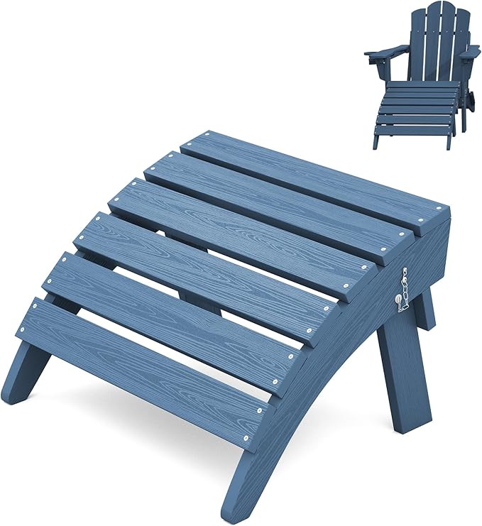 KINGYES Folding HDPE Adirondack Chairs Ottoman