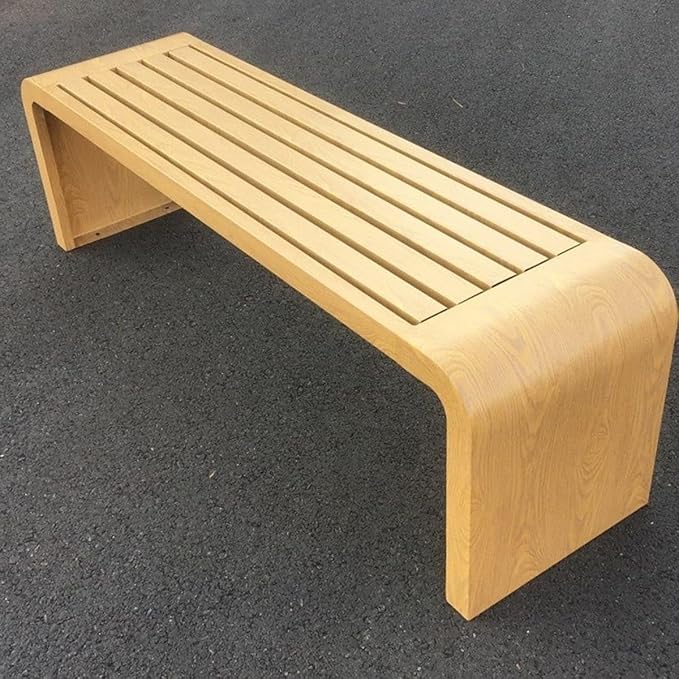 Patio Garden Bench, All-Weather Outdoor Bench, 2-3 Person Seat Backless Front Porch Bench, Outdoor Metal Garden Bench(Wood Color,100cm/39.4in)