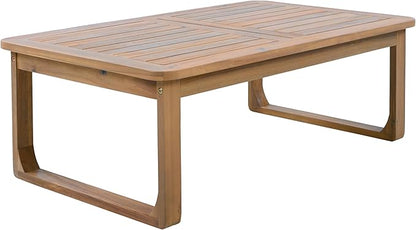 Christopher Knight Home Lebat Patio Acacia Wood Coffee Table, Solid Wood Outdoor Table for Patio Furniture Set, Slat Panel Rectangular Top, Light Teak