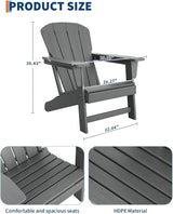 Modern HDPE Plastic Adirondack Chair - Oversize 380 LB Poly Lumber Weather Resistant Firepit Chair - Outdoor Patio - Photo 2
