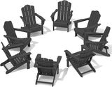 KINGYES Folding Adirondack Chair Set of 8, HDPE All-Weather Folding Adirondack Chair, Grey - Photo 1