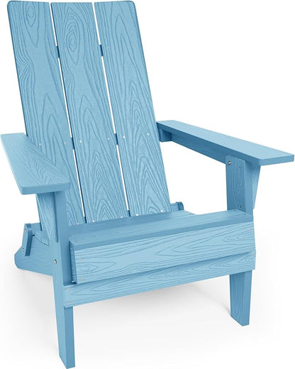 YEFU Adirondack Chairs Oversize Folding :400lb Weight Capacity - Plastic Adirondack Chairs - High Back Modern Like Wooden - All-Weather Use for Outdoor/Patio/Fire Pit/Garden/Camping - (Blue)