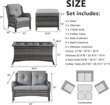 Belord 6 Pieces Patio Furniture Set Outdoor Wicker Furniture, 2 Patio Wicker Chairs with 1 Loveseat Sofa - Photo 9