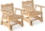 Tangkula Outdoor Fir Wood Glider Chair, Outdoor Swing Chair with Rotatable Hidden Cup Holder and Curved Seat - Photo 1