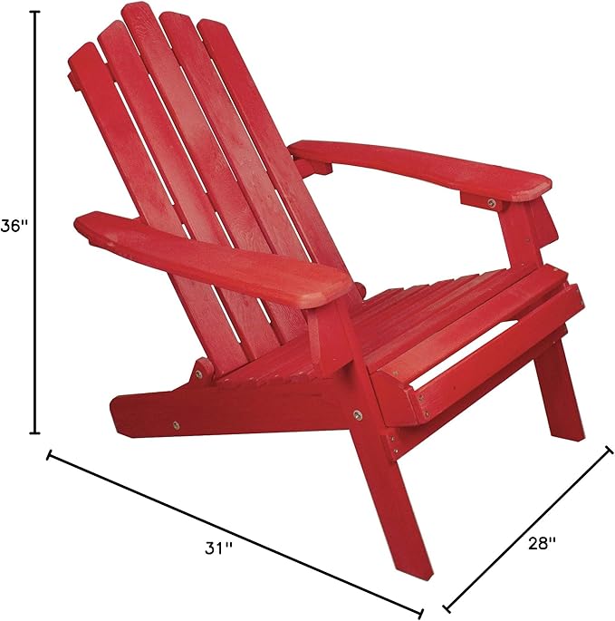 Northlight 36" Red Classic Folding Wooden Adirondack Chair