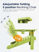KINGYES Adjustable Folding Adirondack Chair, 3-Position Reclining Adirondack Chairs with Cup Holder - Photo 4