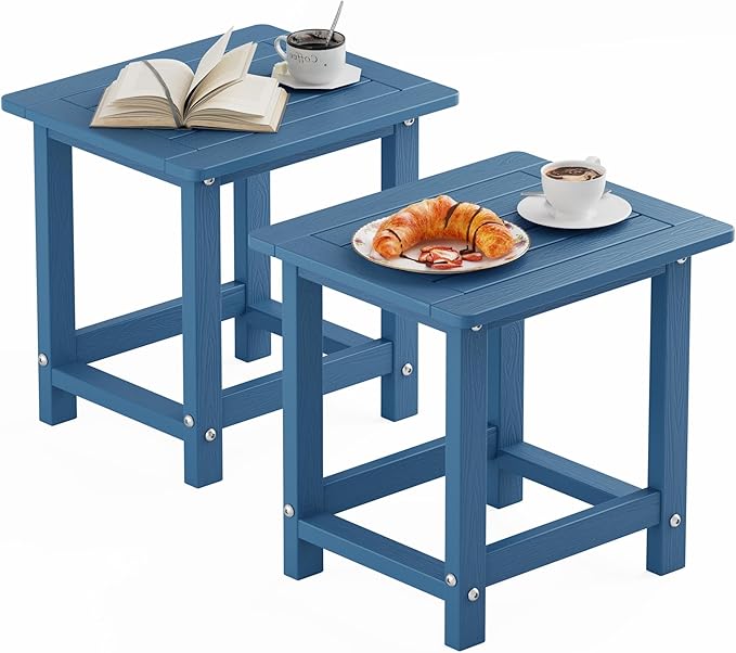 YEFU Outdoor Side Table for Patio: 16" HIPS Weather - Resistant Adirondack Tables Set of 2 - Small Square End Tables - Photo 1