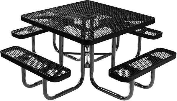 COATEDOUTDOORFURNITURE Heavy-Duty Portable Outdoor Picnic Table with Umbrella Hole - Photo 1