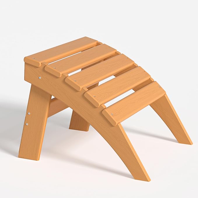 Plawdlik Folding Ottoman for Adirondack Chair–HDPE All-Weather Footrest for Outdoor Use, Garden & Poolside– Anti-Cracking, Fade-Resistant, Easy Assembly–Teak