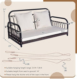 DORTALA 2-Person Porch Swing Outdoor, Patio Wicker Hanging Swing Bench with Cushions, Metal Frame, Ropes - Photo 6