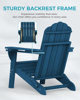 Adirondack Chairs Set of 2, Wood Texture Fire Pit Chairs, Plastic Adirondack Chairs with 2 Cup Holder - Photo 5
