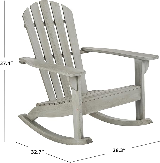 Safavieh PAT7042A Outdoor Collection Brizio Teak Rocking Adirondack Chair