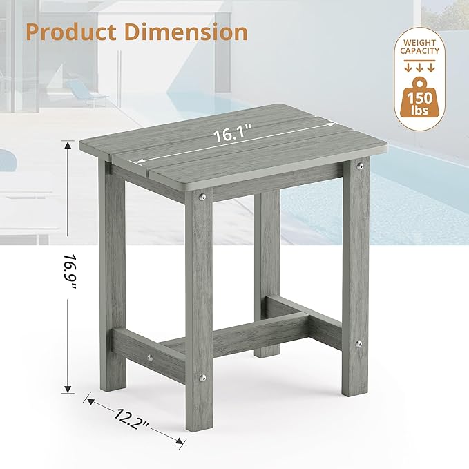 LUE BONA Outdoor Side Table Set of 2, HDPS Small Outdoor Table, Adirondack Side Table, Outside End Table for Patio - Photo 3