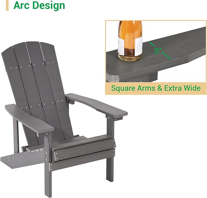 Adirondack Chairs, Plastic Adirondack Chair, All-Weather Resistant Adirondack Chairs, Widely Used in Outdoor, Fire Pit, Deck, Outside, Garden