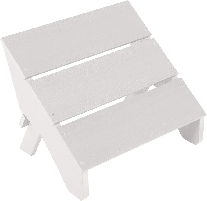 Highwood Italica Modern Adirondack Chair and Ottoman, 2-Piece Set, White