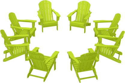 WestinTrends Malibu Malibu Outdoor Folding Poly Adirondack Chair (Set of 8), Lime