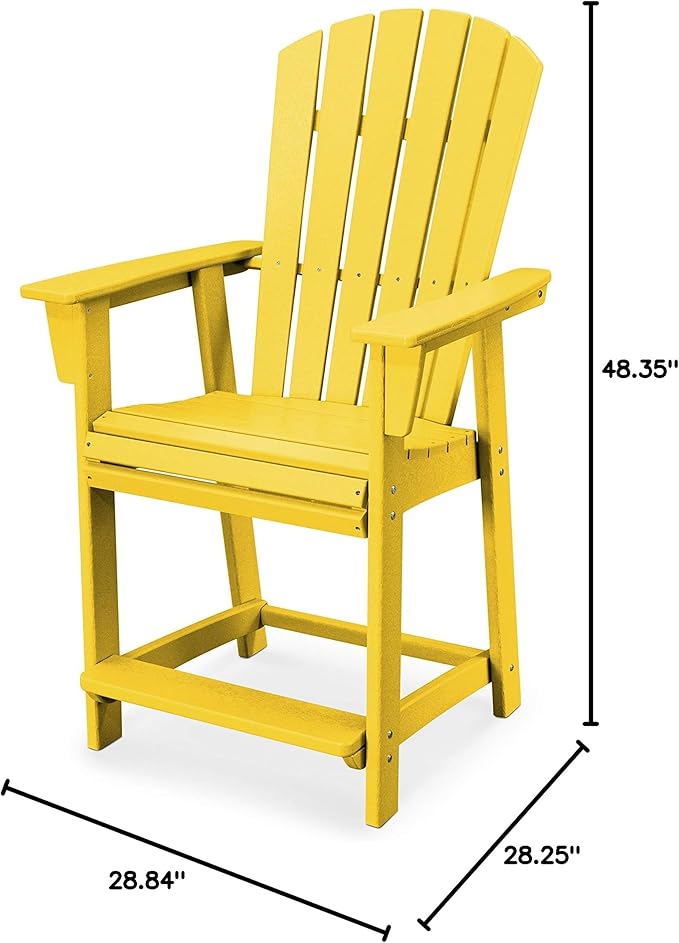 POLYWOOD® Nautical Curveback Adirondack Counter Chair in Lemon
