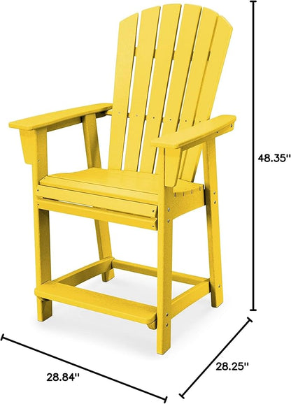 POLYWOOD® Nautical Curveback Adirondack Counter Chair in Lemon