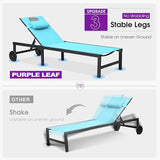 PURPLE LEAF Outdoor Tanning Lounge Chair Set with Face Hole Aluminum Adjustable Chairs Wheels Pillows and Table for - Photo 7