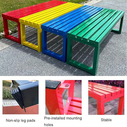 Outdoor Bench,3 Person Garden Bench,Backless Patio Benches,All-Weather Metal Furniture Seating,for Front Porch,Patio,Backyard,Lawn 39.1/47.2 in(Green,71 Inch)