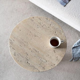Faux Stone Side Table Round End Table Patio Small Drink Table for Small Spaces - Photo 6