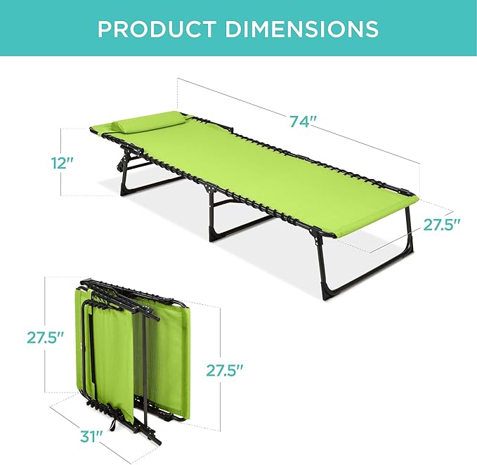 Best Choice Products Patio Chaise Lounge Chair, Portable Outdoor Folding Recliner for Lawn, w/ 8 Positions, Handles - Photo 2