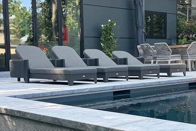 PURPLE LEAF 3-Piece Outdoor Chaise Lounge Set with Market Umbrella Adjustable Sunbathing Daybed for Pool - Photo 2