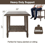 Wicker Outdoor Side Table, Heavy Duty Iron Patio Table for Porch Balcony Deck Garden Poolside - Photo 2