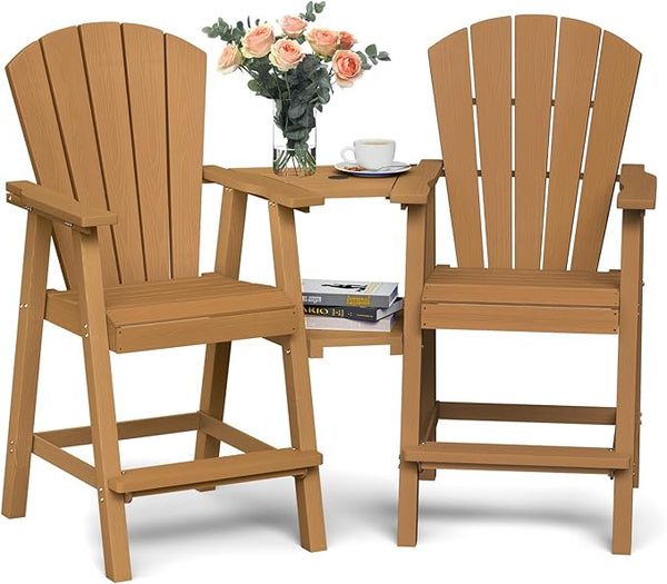 Ciokea Tall Adirondack Chairs Set of 2, HDPE Outdoor High Adirondack Chair with Double Connecting Tray - Photo 1