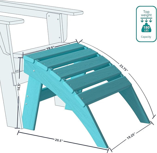 Plawdlik Folding Ottoman for Adirondack Chair–HDPE All-Weather Footrest for Outdoor Use, Garden & Poolside– Anti-Cracking, Fade-Resistant, Easy Assembly–Aruba