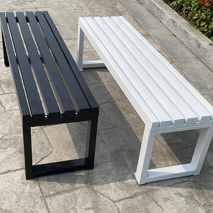 Durable Outdoor Metal Garden Bench - 70.8in Slatted Patio Seating for Yard, Park, Picnic & Front Porch - Stylish Black Furniture for Backyard Decor