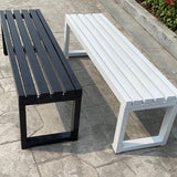 Garden Patio Metal Bench, Outdoor Slatted Seating for Picnic, Yard, Porch & Park - Durable Black Furniture - Photo 7