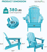 SERWALL Folding Adirondack Chair with Cup Holder Weather Resistant Patio Chair Outdoor Chairs Painted Adirondack Chairs - Photo 3