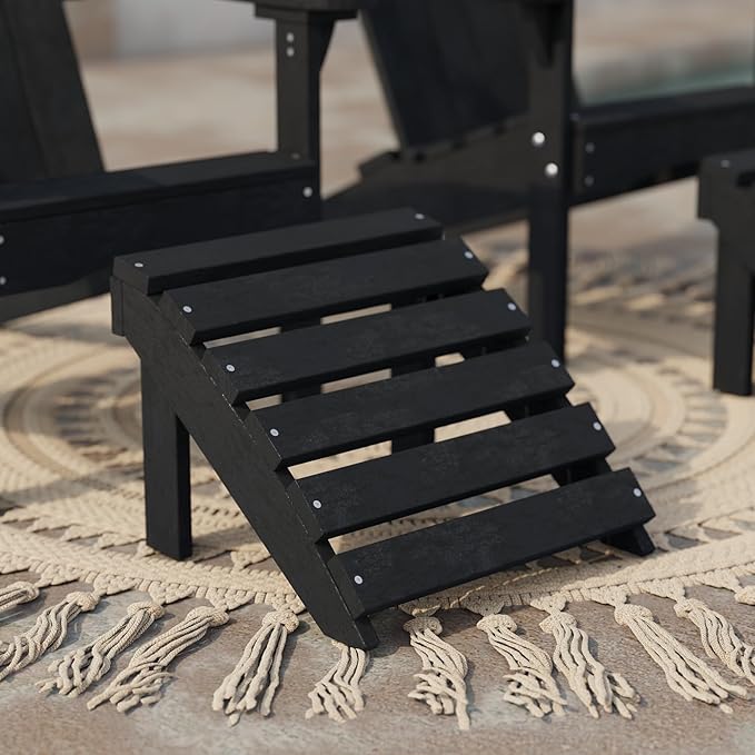 Wildridge Classic Footrest, Black - Outdoor Weather Resistant HDPE Ottoman for Adirondack Chair