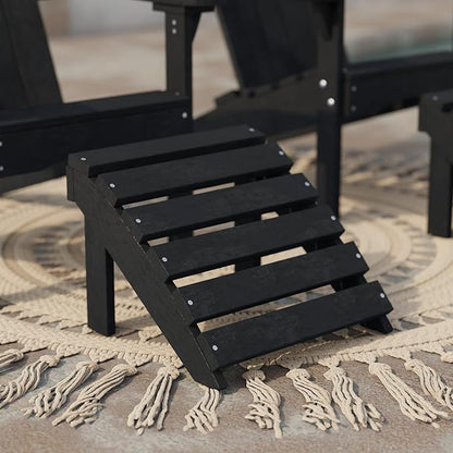 Wildridge Classic Footrest, Black - Outdoor Weather Resistant HDPE Ottoman for Adirondack Chair