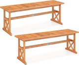 HAPPYGRILL Acacia Wood Outdoor Bench for 2-3 People, Patio Bench with Slatted Seat & X-Shaped Frame - Photo 1