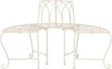 SAFAVIEH Outdoor Furniture Collection – Abia Antique White Distressed Wrought Iron 50-Inch Curved Tree Bench - Photo 5