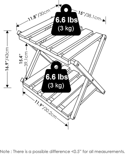 Furinno TIOMAN Patio Table, 2-Tier Outdoor Side Table, Toolless Multipurpose Folding Display Shelf, Plant Stand, for Patio, Garden, Porch, Natural