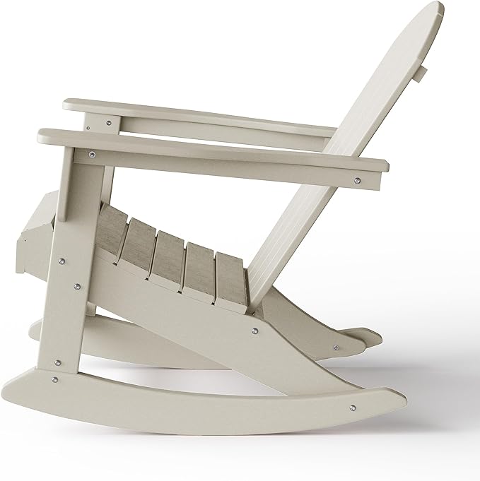 WestinTrends Malibu Outdoor/Patio Poly Adirondack Rocking Chair, Sand